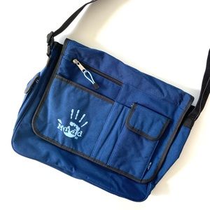 Mudd Vintage Y2K 90s Blue Shoulder Messenger School Book Bag
